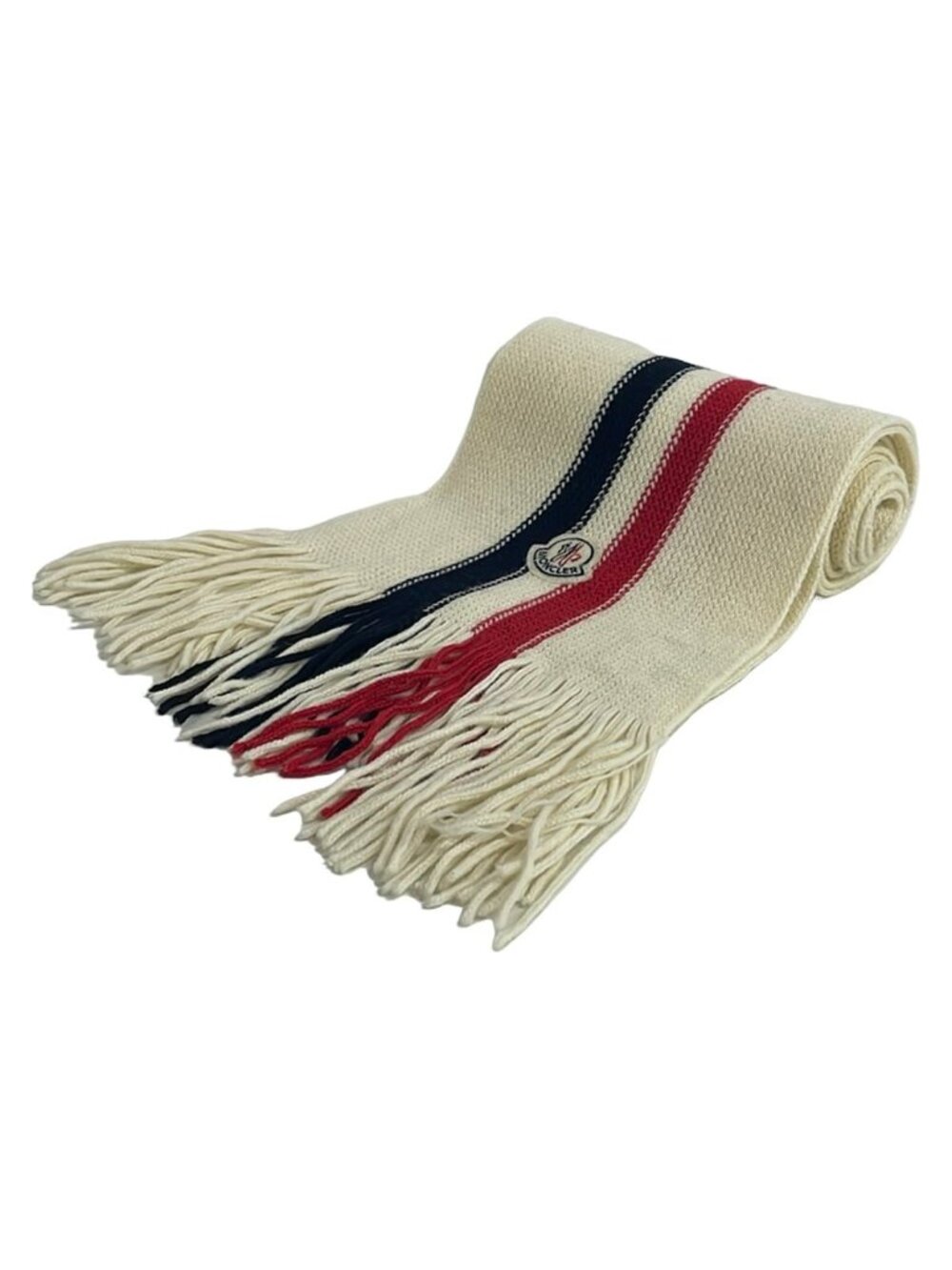 Moncler Scarf Ivory Black Red Striped Wool